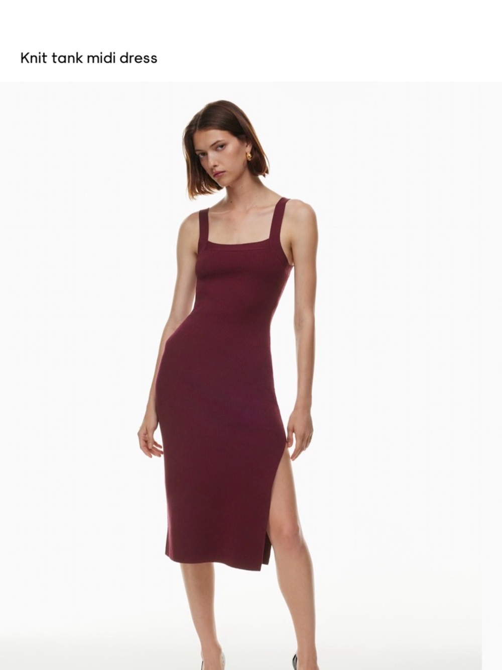 Babaton Knit Tank Midi Dress in Wine